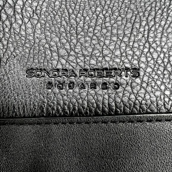 Sondra Roberts Squared Vegan Leather Tote Satchel Black Shoulder Bag Purse Large - Picture 2 of 12